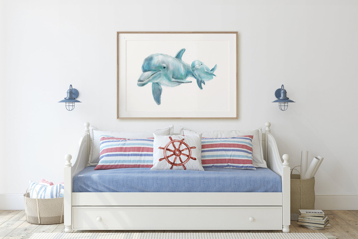 Dolphin Mom and Baby Art Print