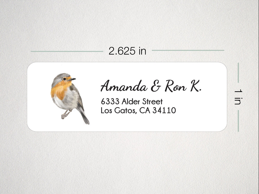 Rebin Label Return Address Labels - 120 Pcs, Personalized Robin Bird Watercolor Art ...