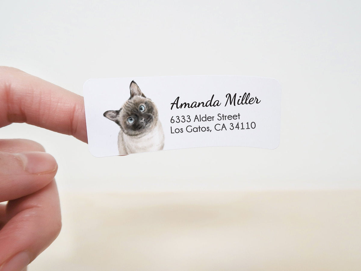 Large Cat Address Labels Personalized Address Label For Cat Mom, 120 PCS, Siamese Cat Gifts ...