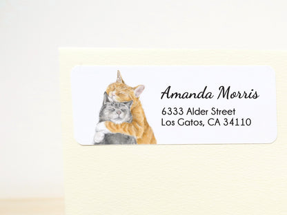 Cuddling Cats Personalized Address Label