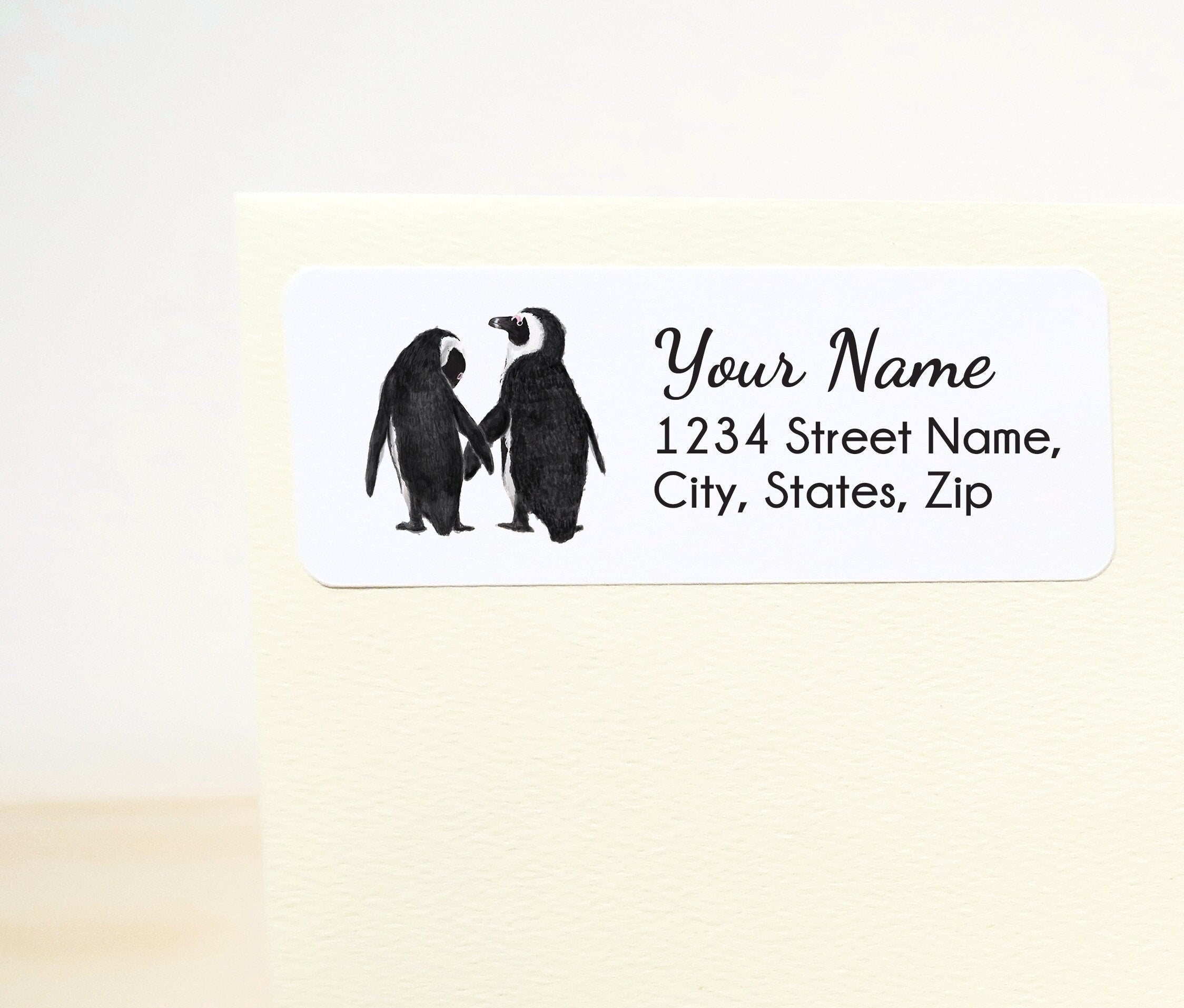 Penguins in Love Personalized Address Label