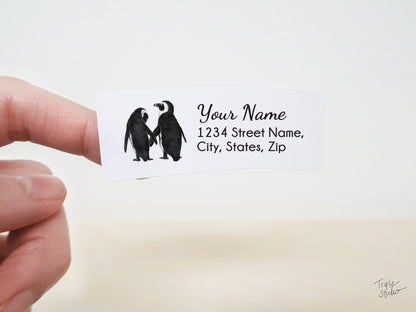 Penguins in Love Personalized Address Label