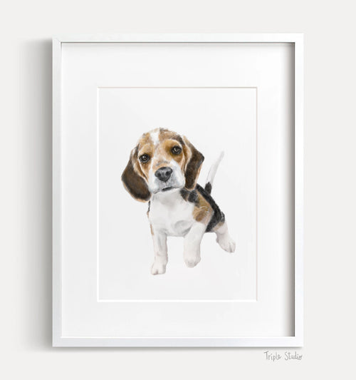 Beagle Puppy Art Print - Dog Lover Gift - Dog Mom - Housewarming - Memorial - Watercolor - Minimalistic - Minimal - Simple