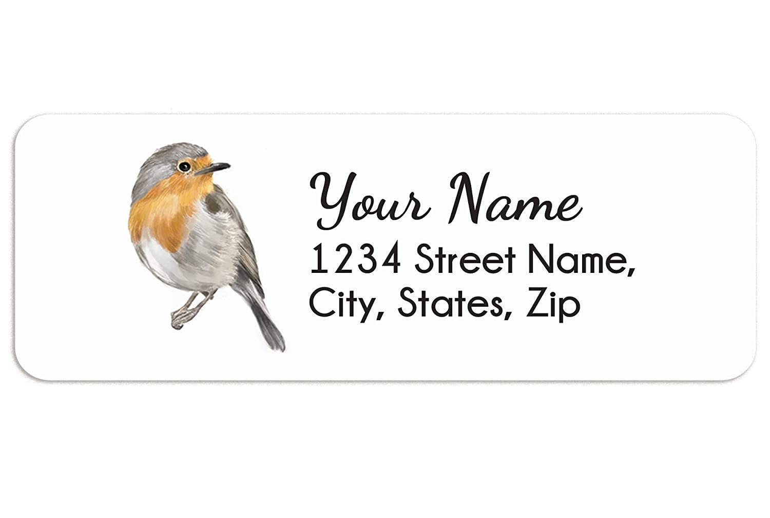 Robin Return Labels Return Address Labels - 120 Pcs, Personalized Robin Bird Watercolor Art ...