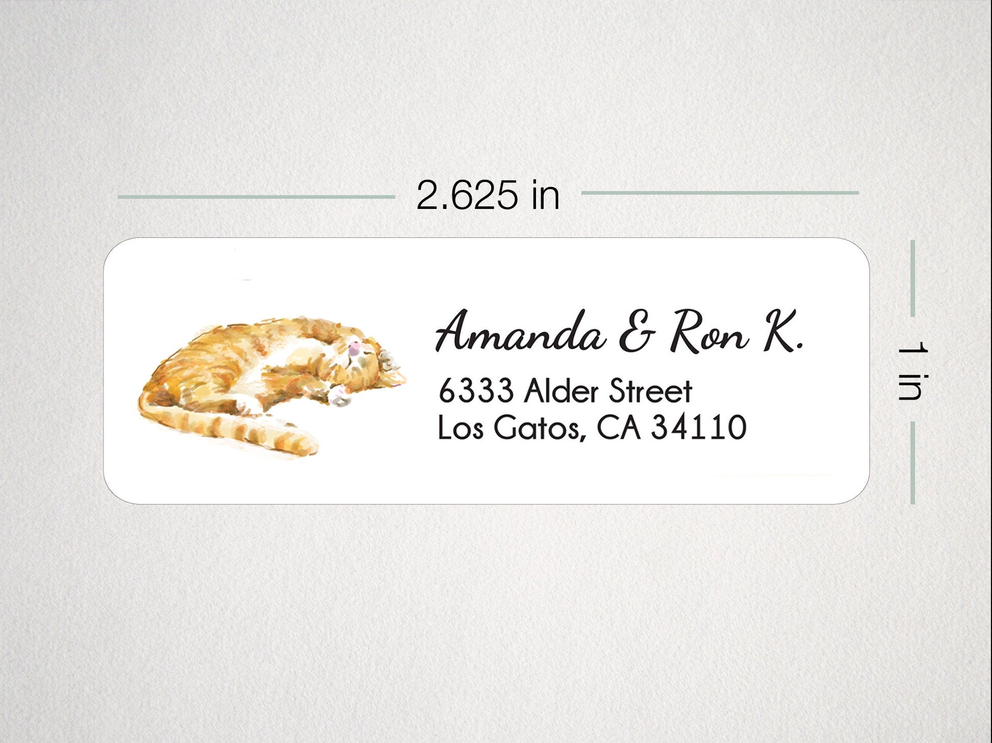 Orange Tabby Cat Personalized Address Label