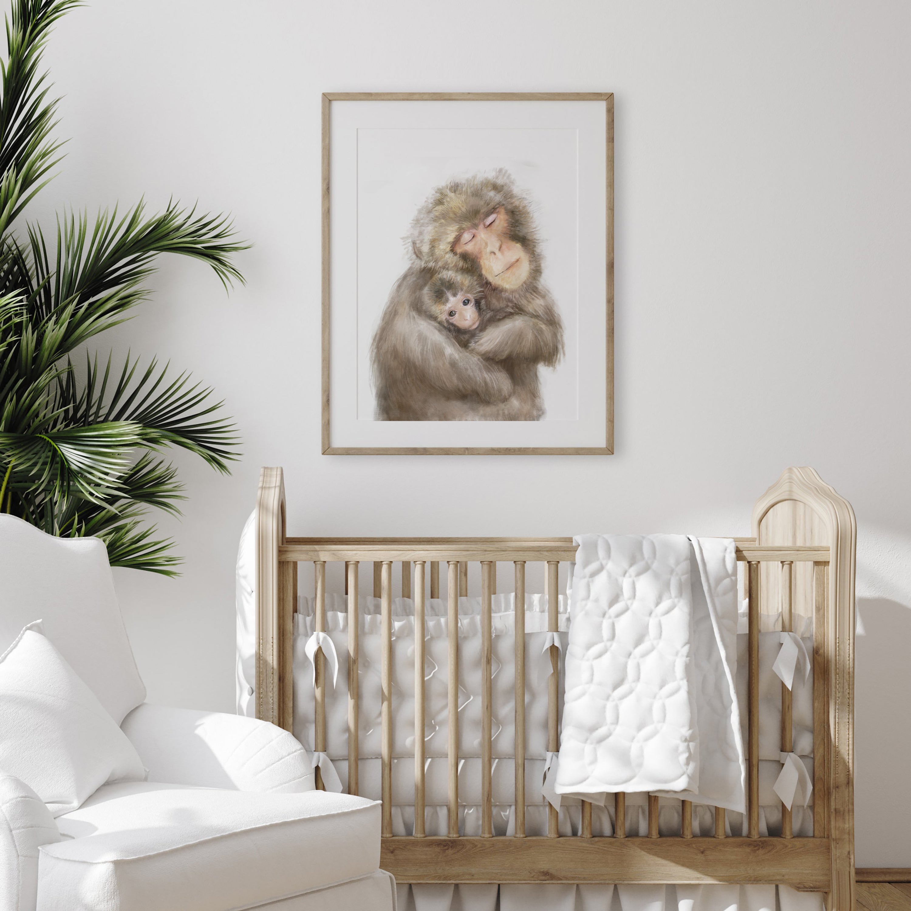 Baby Monkey and Mother Art Print