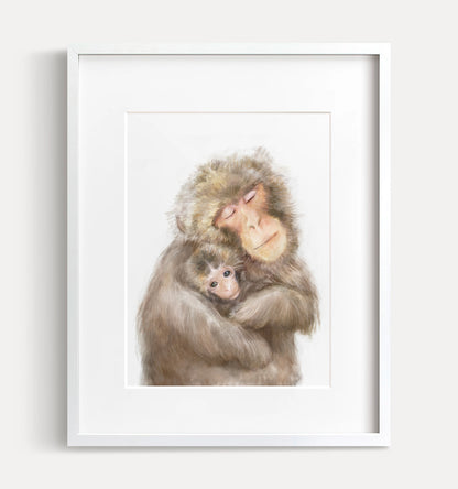 Baby Monkey and Mother Art Print