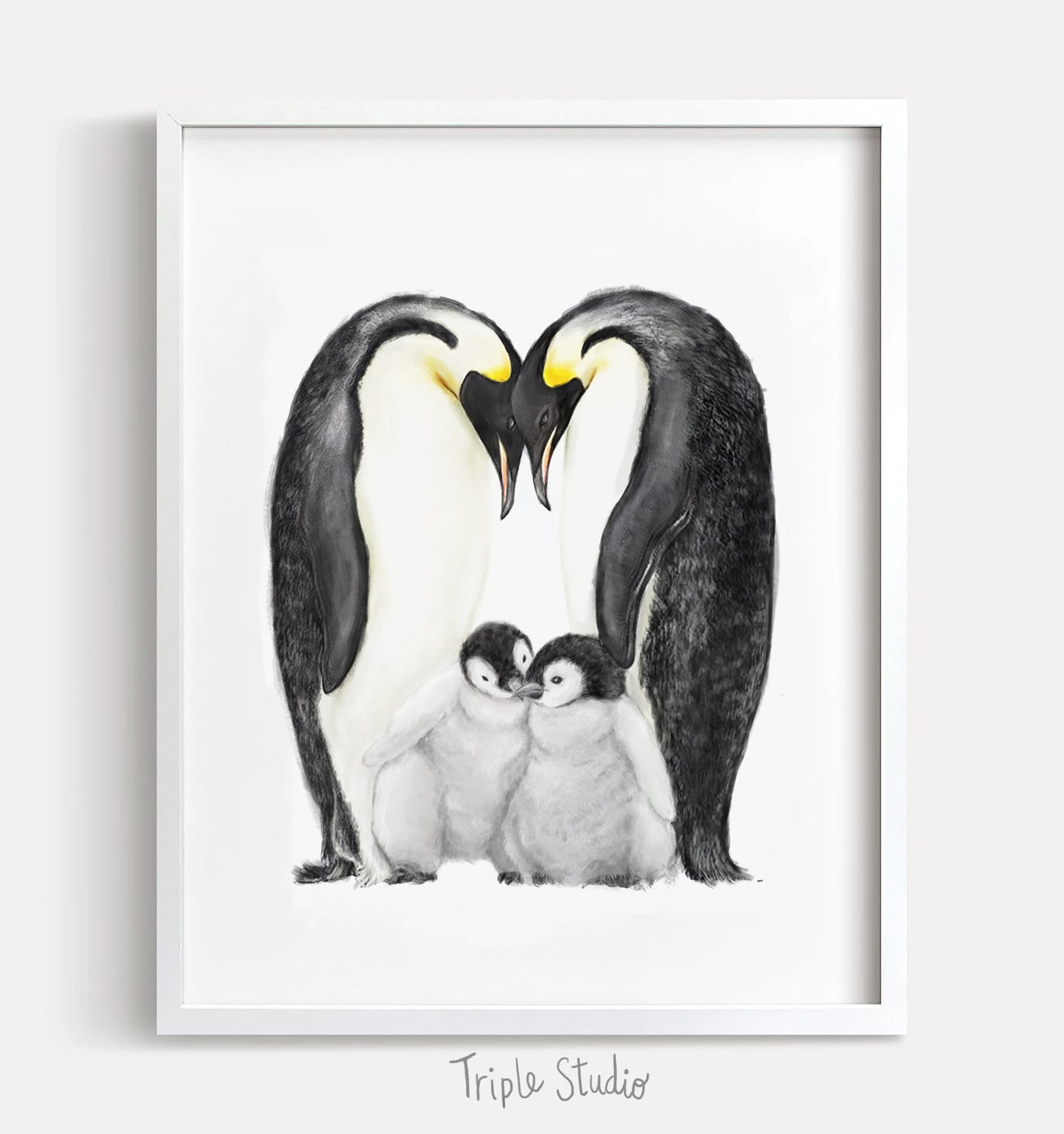 Personalized Family Wall Art | Penguin Family Painting