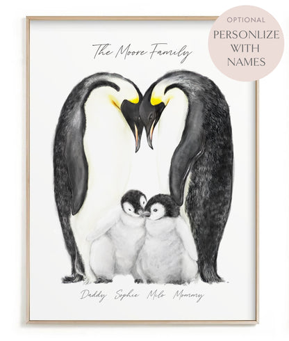 Personalized Family Wall Art | Penguin Family Painting