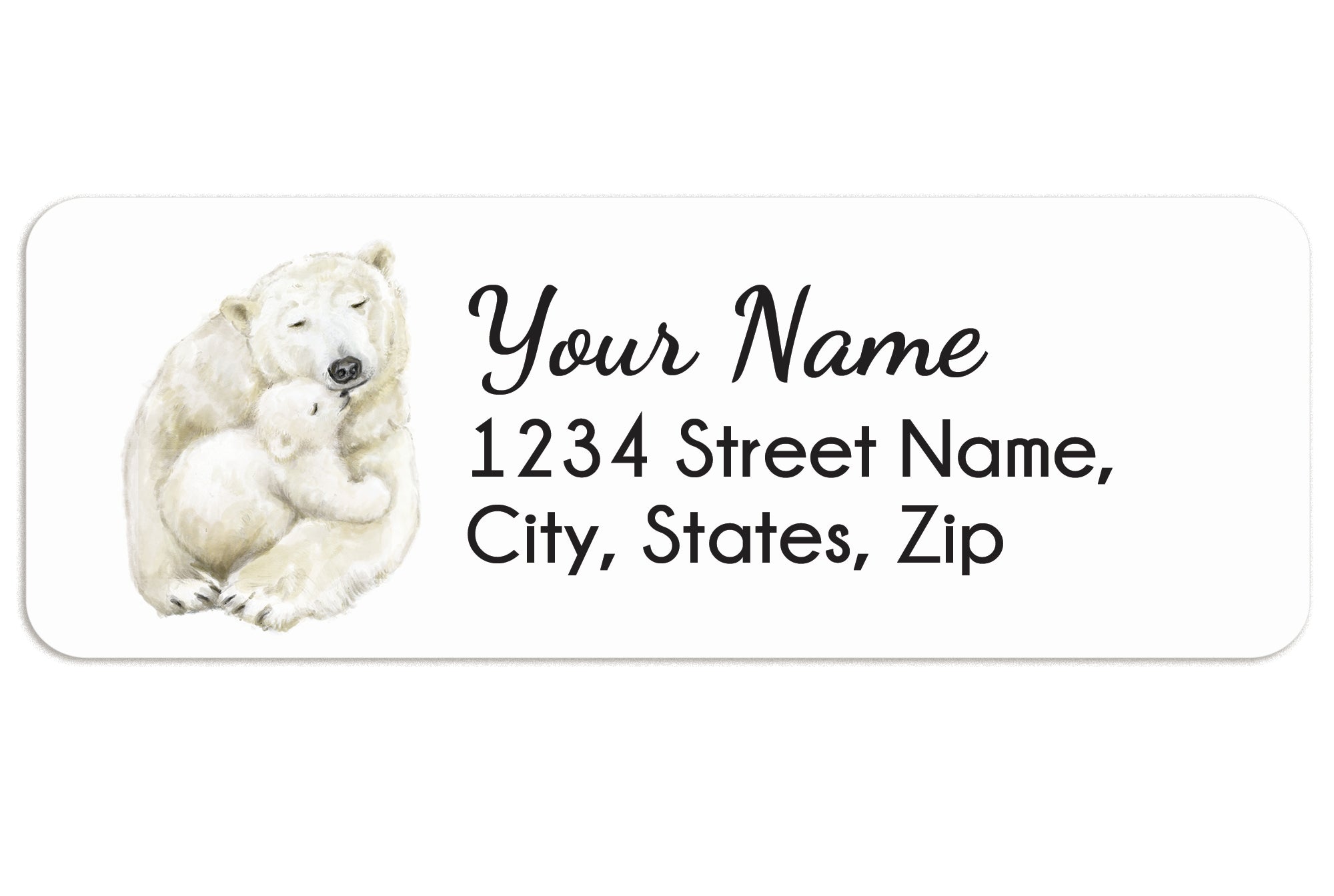 Polar Bear Mom and Cub - Holiday Personalized Address Label