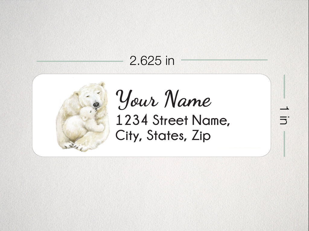 Polar Bear Mom and Cub - Holiday Personalized Address Label