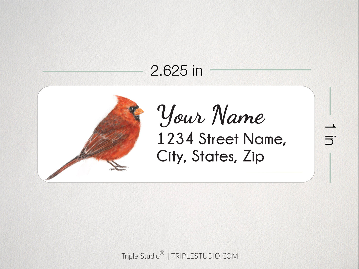 Red Cardinal bird Personalized Address Label
