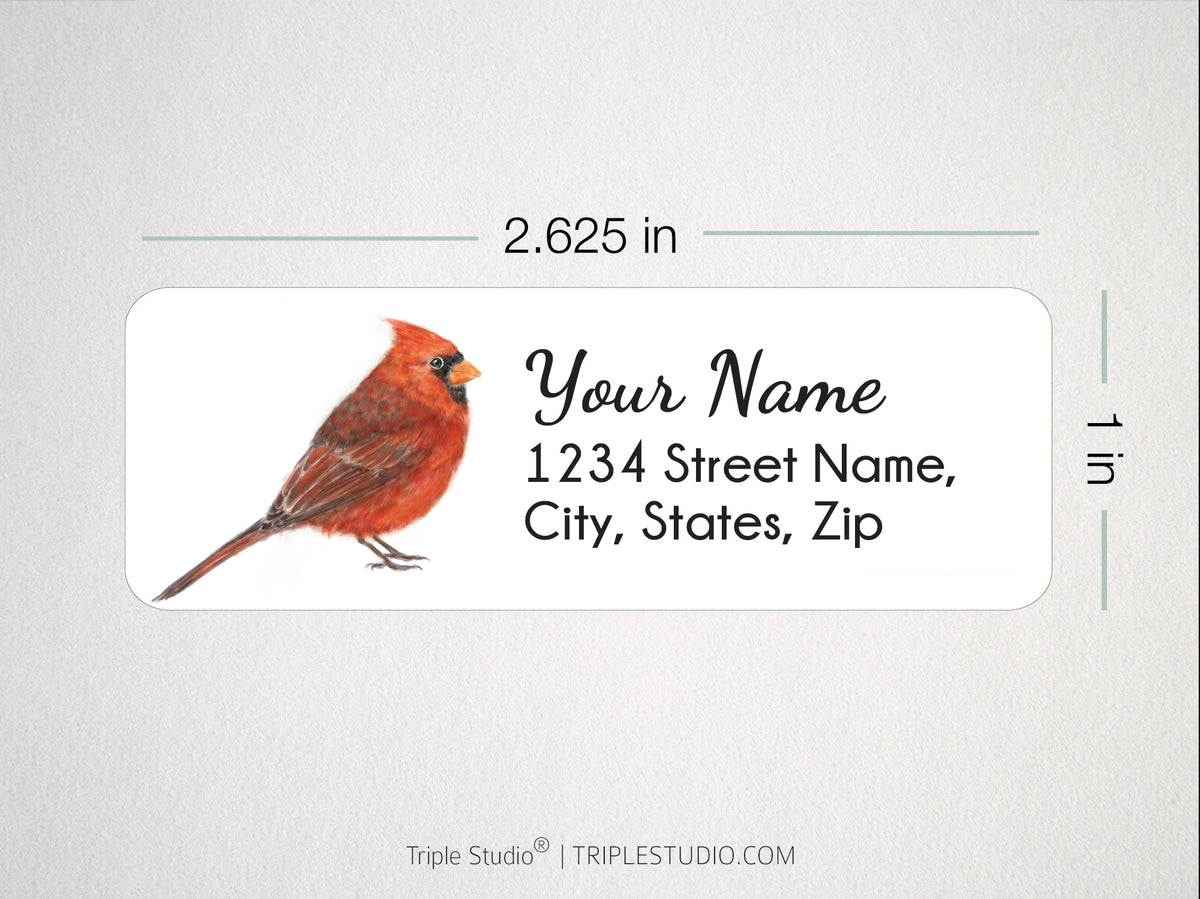 Red Cardinal Personalized Address Labels - Set of 120, Housewarming ...