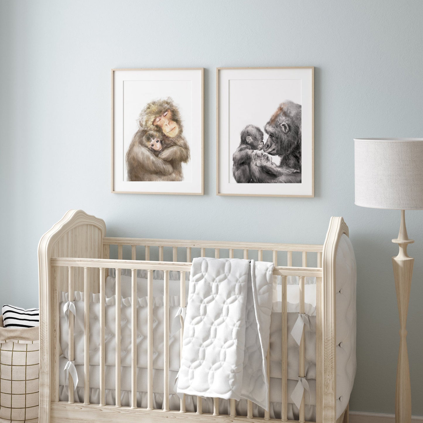 Baby Gorilla and Mom Art Print