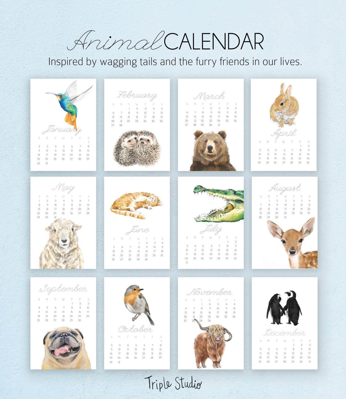 2023 Animal Desk Calendar